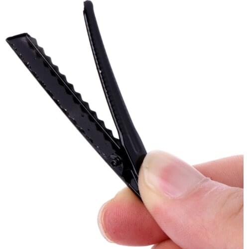 10Pcs Black Metal Single Prong Alligator Clip Hair Clips Barrette Bows DIY 5.5cm C1FE