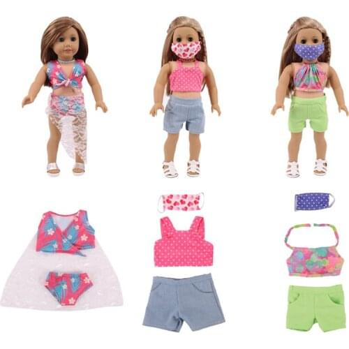10 Set Doll Clothes Suspenders And Shorts & Dresses For 18 Inch &43 Cm Dolls Clothes Accessories For Grils Toy Gift