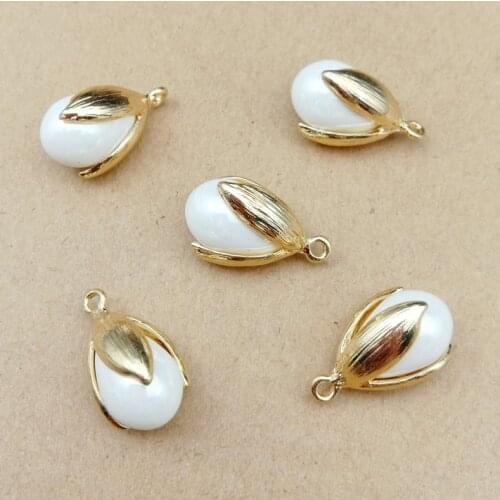 10pcs 10x20mm pearl tulip charm for jewelry making and crafting earring pendant bracelet charm fashion charms