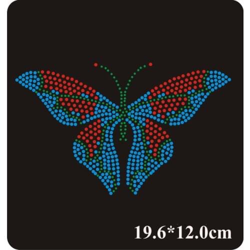 2pc/lot butterfly hot fix rhinestone patches fixing rhinestones hot fix rhinestone transfer motifs iron on appliques