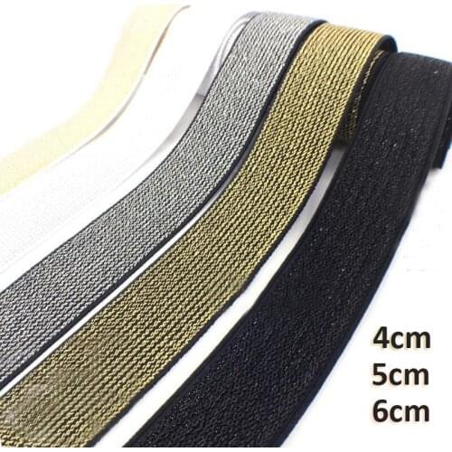 40/50/60mm Gold Silk Silver Flat Elastic Bands Glitter Rubber Band DIY Trousers Waist Band Clothing Sewing Accessories 2m