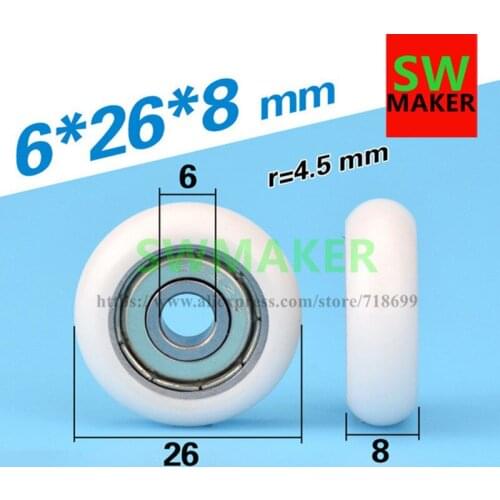 6*26*8mm cam ball, bread plastic rolling wheel bearing pulley, European standard aluminum profile track wheel