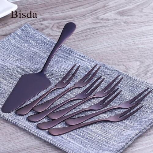 9 Pieces Stainless Steel Cake Forks Cake Shovel Set Used For Cake in Party Luxury Purple Fruit Fork Set Mini Forks for dessert
