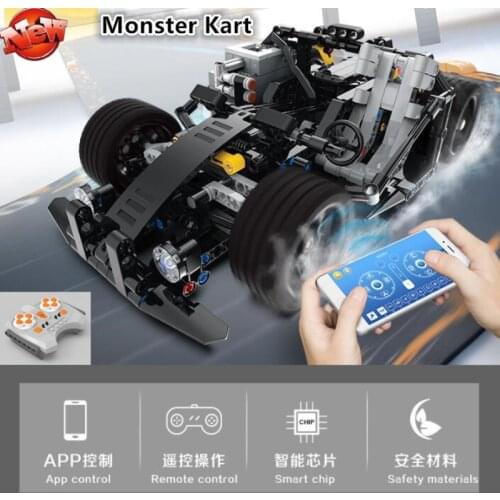 Kart Remote Control Car RC 30mins Building Block Assembly APP Remote Control Dual Mode Control Puzzle Toy Car Durable Kids Toys