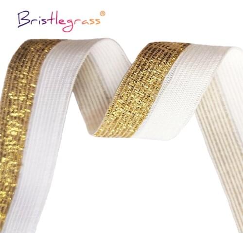 BRISTLEGRASS 2 5 Yard 3/4" 20mm Semi Gold Glitter Foldover Elastic FOE Spandex Band Tape Hair Tie Headband Dress DIY Sewing Trim