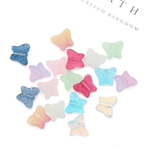 4-12pcs/lot Small Butterfly Shape Lampwork Beads Gradient Color Glass Beads For Jewelry Making DIY Necklace Earrings Pendant