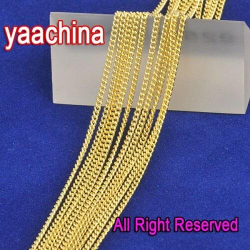 Fast Shipping 5PCS 20Inches Gold Jewelry Yellow Gold Filled Necklaces Flat Curb Chain Gold Jewelry Necklaces New