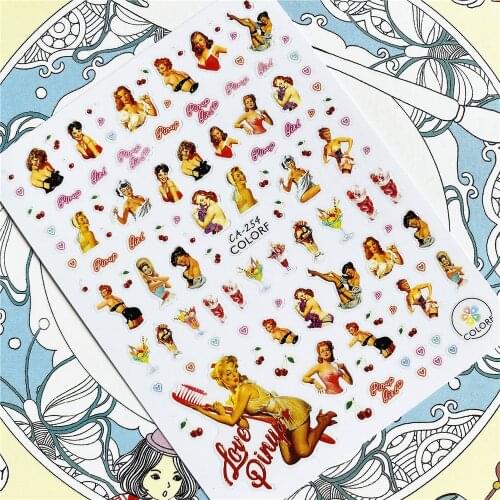 CA-253 CA-254 CA-255 Sexy seduction girl Ballet girl 3D Back glue Nail Art Stickers Decals Sliders Nail ornament decoration