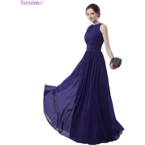 Purple Prom Dresses Off The Shoulder Elegant Zippered Back Chiffon Prom Gown Long Prom Dress Cheap On Sale