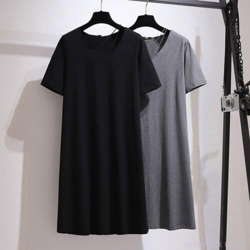 Fat sister French thin t-shirt skirt scheming design sense niche dress summer new plus size womens clothing 6x