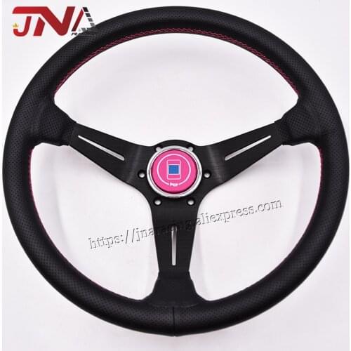 350MM/14inch Racing Sport Wheel with Pink Horn Button Universal Steering Wheel