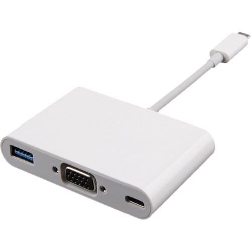 Type C USB 3.1 Hub USB-C to USB 3.0/ VGA/ Type C Female Charger Adapter Cable