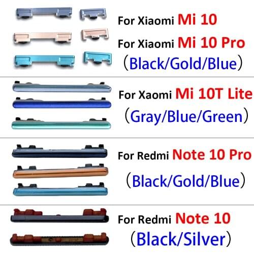 Power Button+Volume Side Button For Xiaomi Mi 10 Pro Mi 10T Lite Volume Power Button Side Key For Xiaomi Redmi Note 10 Pro