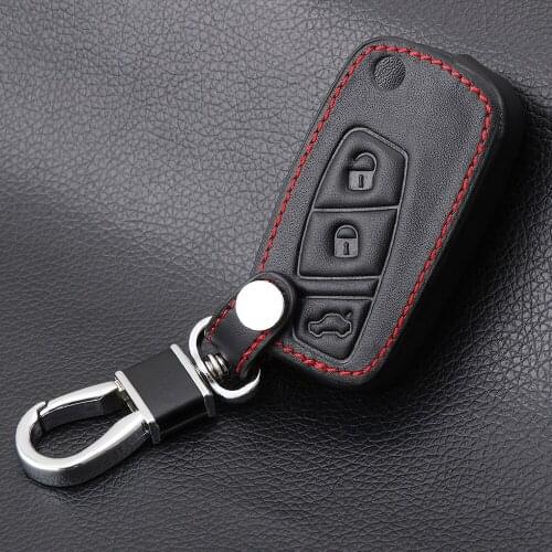 VCiiC Remote Leather Flip Key Cover Case Fob For FIAT Panda Stilo Punto Doblo Grande Bravo 500 Ducato Minibus 3 Buttons
