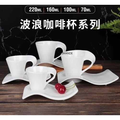 70-160ml Creative Ceramic Coffee Cup Set Tea Cups and Saucer Milk Mug Kit with Spoon Wedding Gift Water Cup Set Coffee Mug