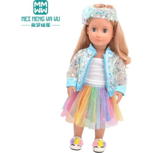 Doll clothes 45cm American Doll accessories Girls gift Fashion sequined jacket suit dresses