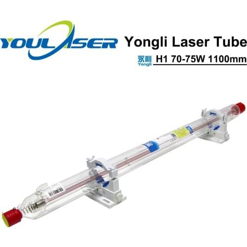 Yongli H Series H1 70-75W CO2 Laser Tube Length 1100 Dia.60mm Wooden Box Packing for CO2 Laser Engraving Machine