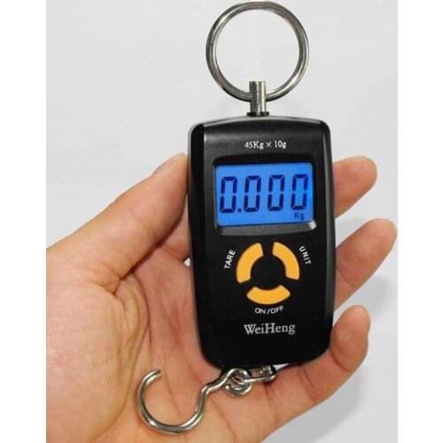 Mini Hand Held hanging scale 45kg/10g LCD Digital Traveling Fishing Pocket Suitcase Hook Weight Luggage Scale