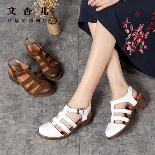 Womens Vulcanize Shoes Buckle Strap Hollow Ankle strap Woman Genuine Leather Flats office Womens Female Moccasins Shoe