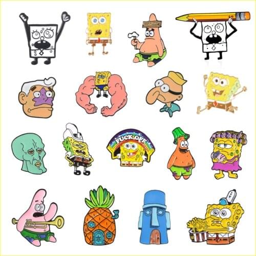 Cartoon Pineapple House Enamel Pins TV Brooch Bag Clothes Button Badge Cute Anime Jewelry Gift for kids friends