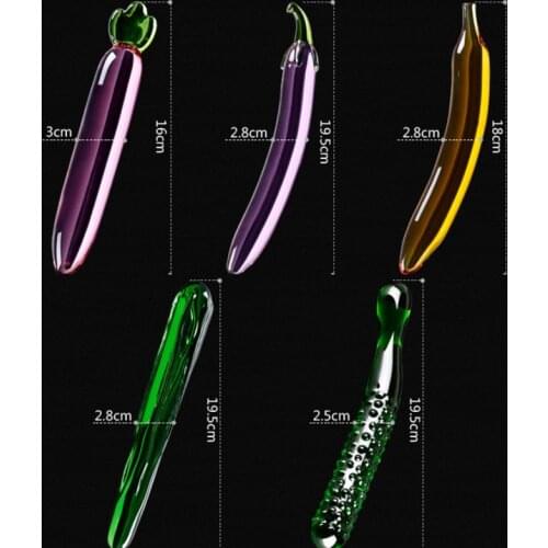 NEW Crystal Glass Dildo Cute Vegetables Vaginal Anal Butt Plug Self Comfort Masturbator Magic Wand Sex Toys for Woman Anal Toys