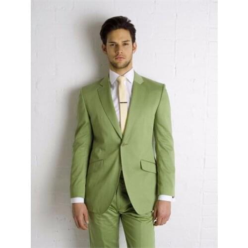 New Style Mens Suits Groomsmen Notch Lapel Groom Tuxedos Olive green Wedding Best Man Suit (Jacket+Pants+Tie) B661