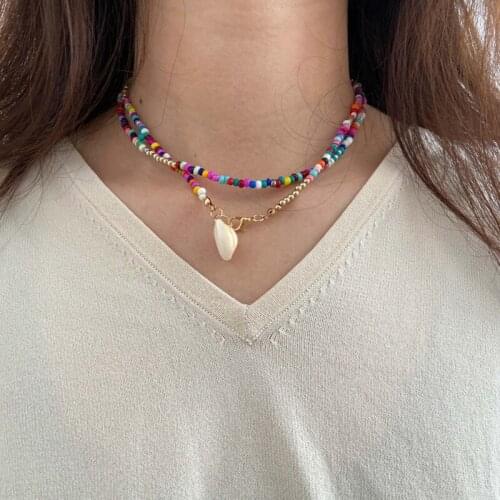 Bohemian Style Colorful Rice Bead Necklace Female Japanese And Korean Version 2021 Fashion New Shell Jewelry Popular Necklace