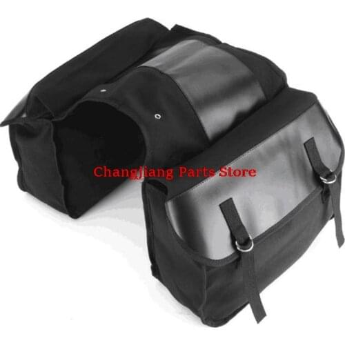 High Capacity Motorcycle Touring Saddle Bag Black Canvas Waterproof Panniers Motorbike Luggage 1PC
