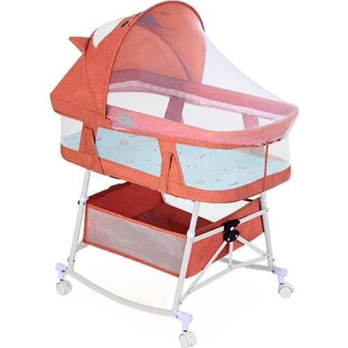 Foldable multifunctional baby sleeping basket bed portable mobile newborn splicing bed with roller
