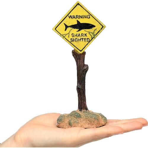 Resin Aquarium Decoration Ornaments Artificial Shark Warning Sign Landscaping Accessories for Fish Tank Aquarium Background