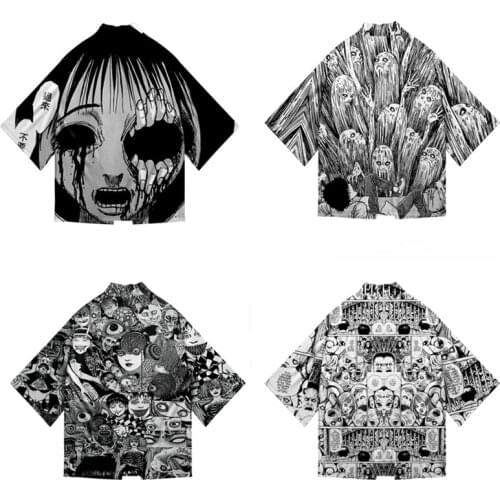 Junji Ito 3D Printing Anime Japanese Kimono Haori Yukata Cosplay Women/Men Fashion Summer Casual Short Sleeve Streetwear Shirt