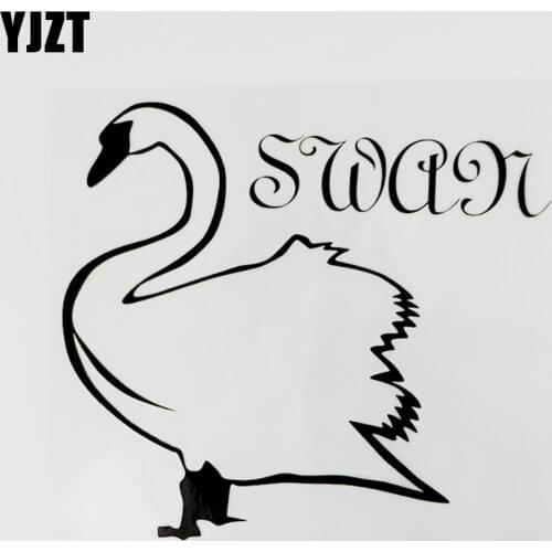 YJZT 15.5CM×13.9CM Beautiful Swan Vinyl Animal Decal Car Sticker Black/Silver 13F-0074