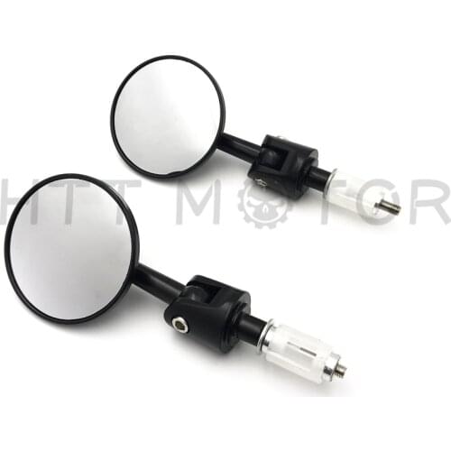 Aftermarket free shipping motorcycle parts 22mm Universal Motorcycle Handlebar Bar End Rearview Side Mirror Aluminum Round black
