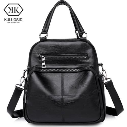 Women Multifunction Backpack PU Leather Shoulder Bag Large Capacity Backpack Female Zipper School Bag Girl Travel Bag Mochila