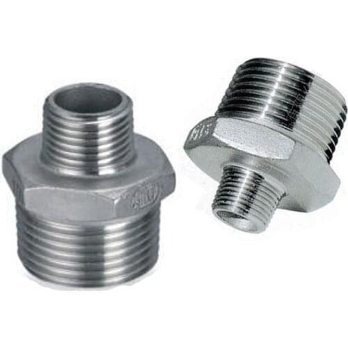 1/2"x3/8" Hex Nipple Threaded Reducer Male x Male Pipe Fittings Stainless Steel SS304 New High Quality