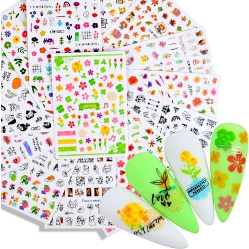 1 Sheet Nail Art Sticker Rainbow Small Fresh Chic Flower Nail Sticker Net Red Waterproof Long-lasting Nail Sticker Can Be Tear