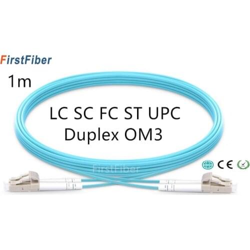 1m LC SC FC ST UPC OM3 Fiber Patch Cable,Duplex Jumper, 2 Core Patch Cord Multimode 2.0mm