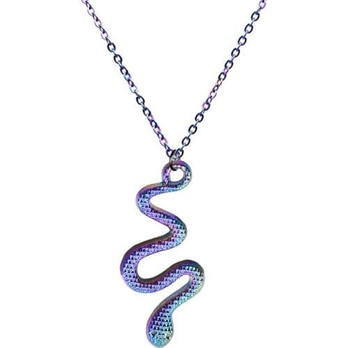 1PC Rainbow Color Alloy Flake Giraffee Fish Bone Snake Leaf Flash Charm Stainless Steel Necklaces for Female Best Jewelry Gift