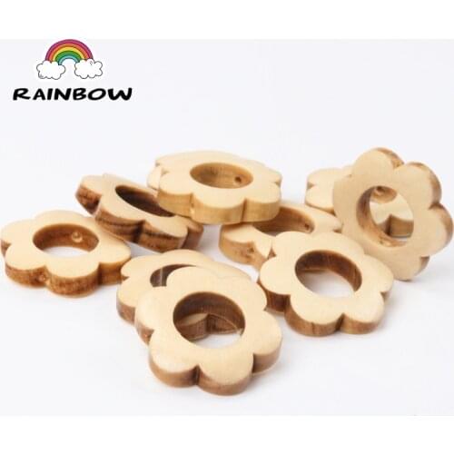 New Natural Flower Garland Pattern Wooden Material Spacer Beads For Jewelry making DIY 26mm 10pcs
