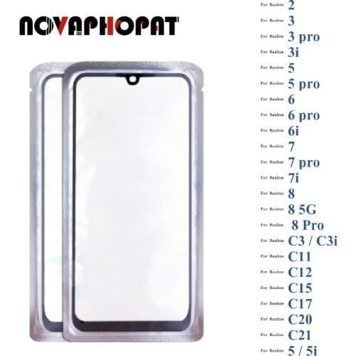 Digitizer LCD Sensor Glass For Realme 2 3 3i 5 6 6i 7 7i 8 Pro C3 C11 C12 C15 5G Touch Screen Glass lens + With OCA 10pcs/lot