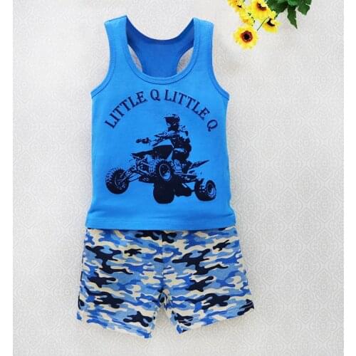 2021 Little Q Boys Clothing Set Baby Clothes Children Sleeveless 100% Cotton Vest+Shorts summer infant outfits