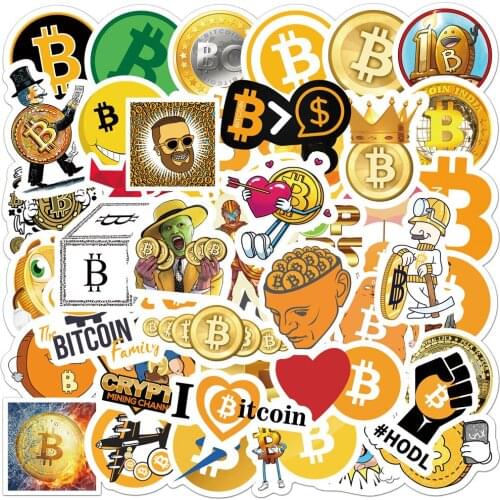 50PCS Bitcoin Encrypted Virtual Currency BTC Anime Stickers Motorcycle Luggage Guitar Skateboard Waterproof Sticker Kid Toy