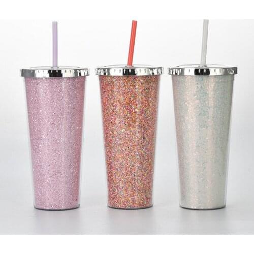 50pcs / lot 24 OZ Large Capacity High Quality Cup with Straw Plastic Water Cup With Straw And Lid