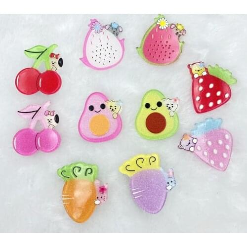 8pcs/lot kawaii Acrylic Cute Fruits flatback cabochons For Hair Bow Centers DIY Scrapbooking Decor C24
