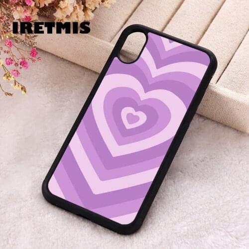 Iretmis 5 5S SE 2020 Phone Cover Case for iPhone 6 6S 7 8 Plus X Xs XR 11 12 Mini Pro Max Rubber Silicone Purple Heart