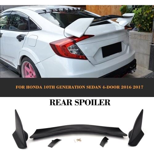 Black ABS Rear Trunk Boot Race Spoiler Wing for Honda Civic 10th Generation Sedan 4 Door Only 2016 2017 Car Styling