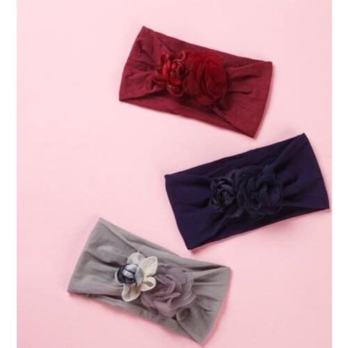 6-color Childrens Headband Nylon Stretch Mesh Silk Seamless Flower Baby Headband Baby Lace Headband