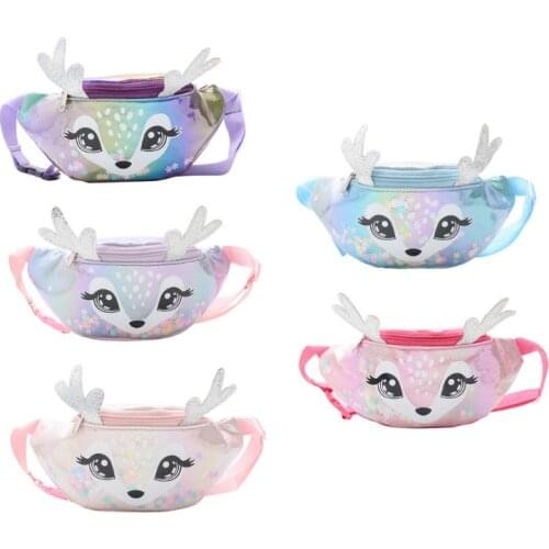 Children Elk Print Waist Fanny Pack Belt Bag Travel Hip Bum Mini Pack Coin Purse Chest Phone Pouch
