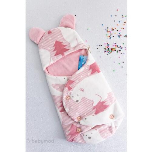 Bear Figured Baby Girl Swaddle