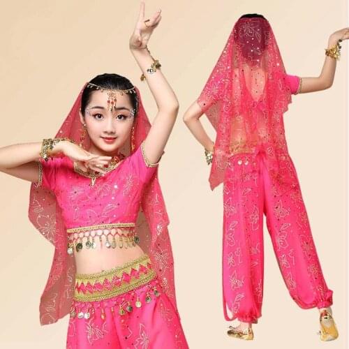 Children Belly Dance Performance Professional Wear Girl Childrens Day Show Costumes Indian Dancing Practice Quality Set H4524